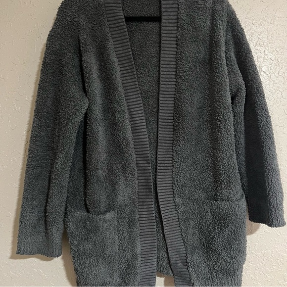 Barefoot Dreams Cozychic Ribbed Knit Trim Cardigan Anchor Size Medium - Picture 3 of 6